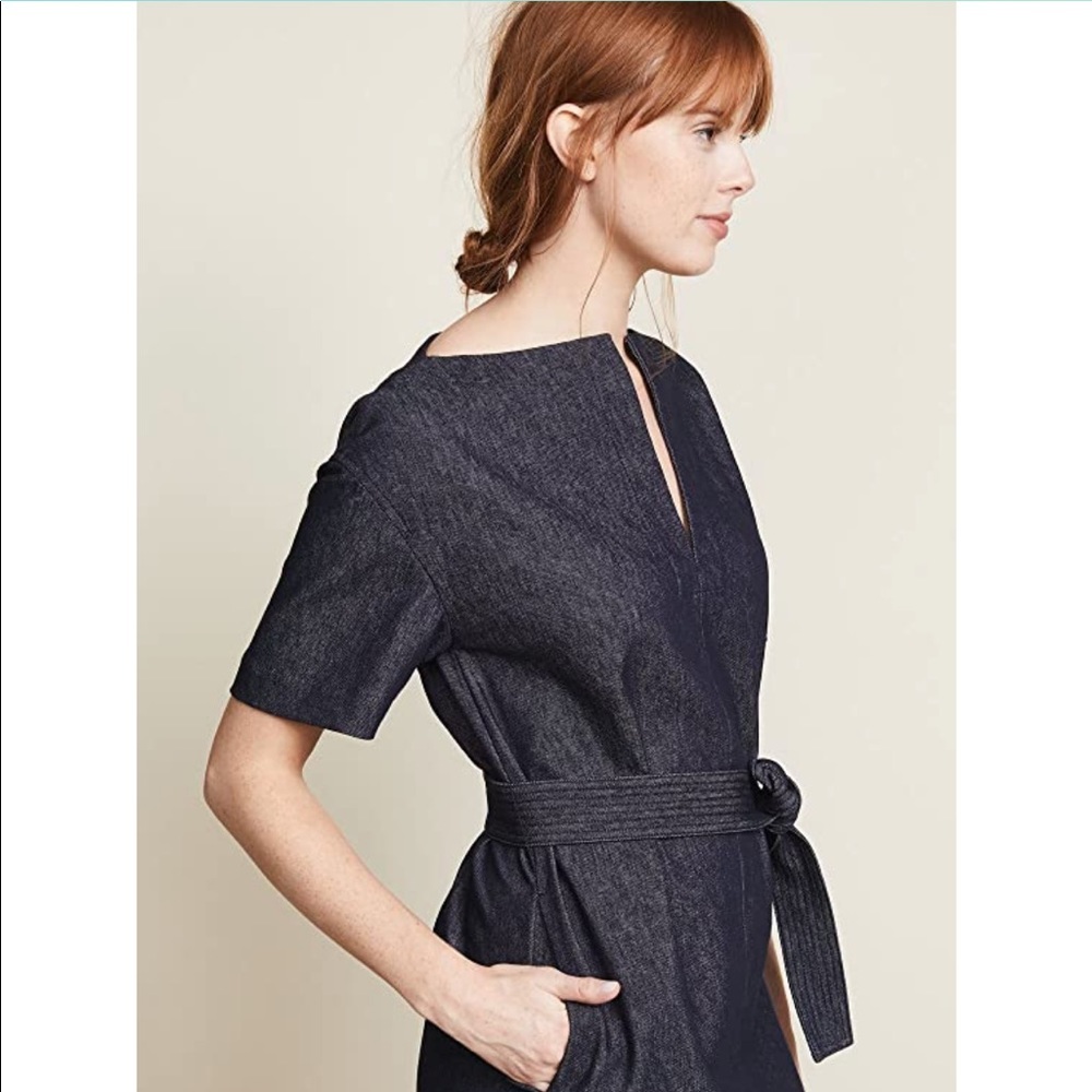 Theory blue belted shift dress